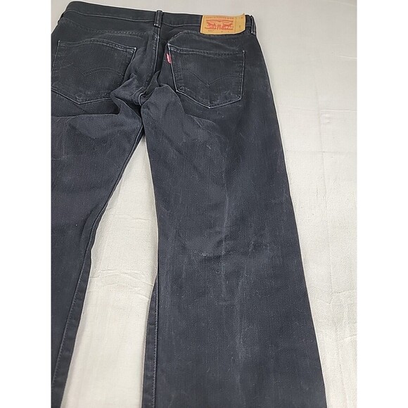 Levis 501 Jeans Mens 38x34 Straight Button Fly Black Cotton Mid Rise Distressed - Picture 16 of 16